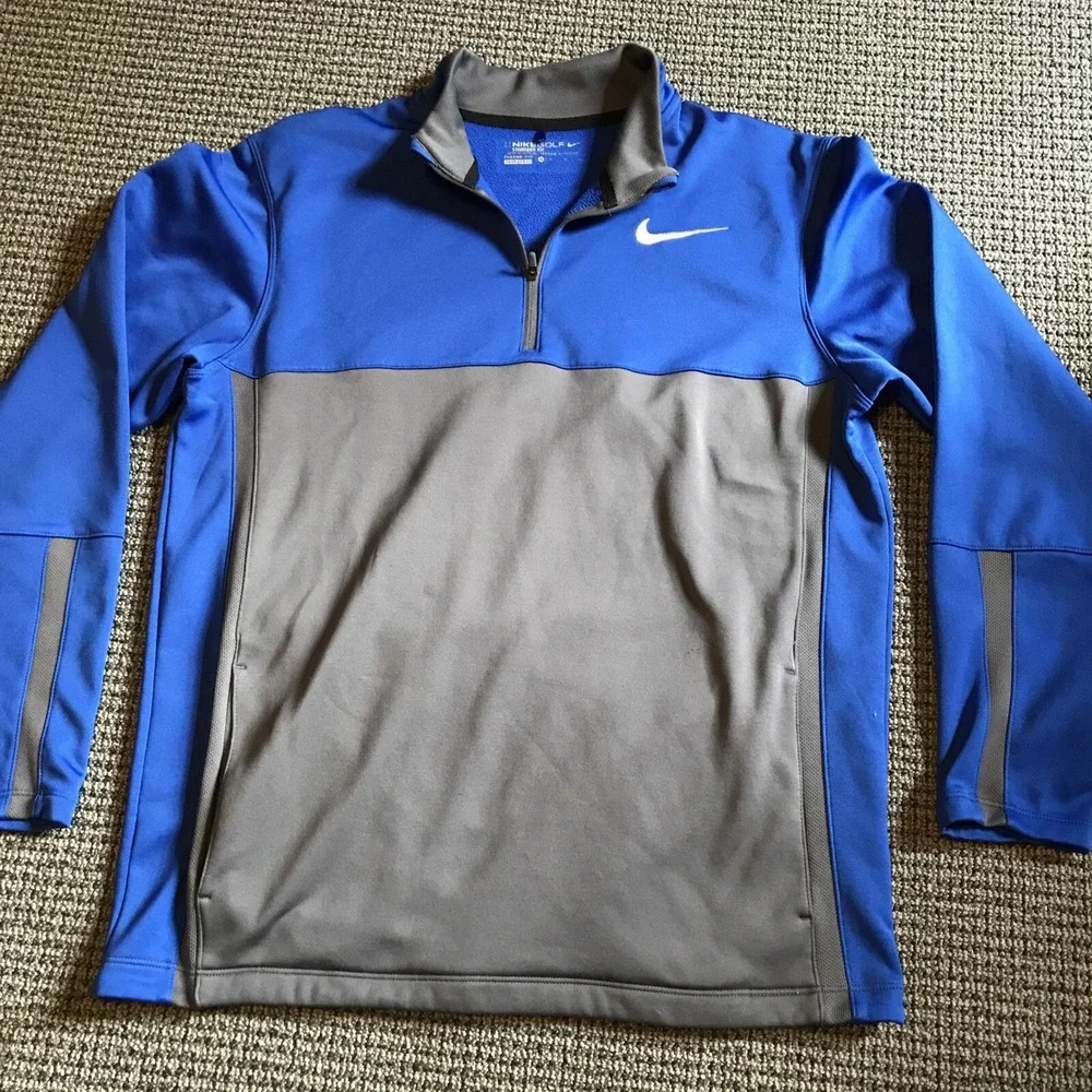 Nike Golf Standard ThermaFit QuarterZip Pullover Fleece Blue Medium‎ EUC